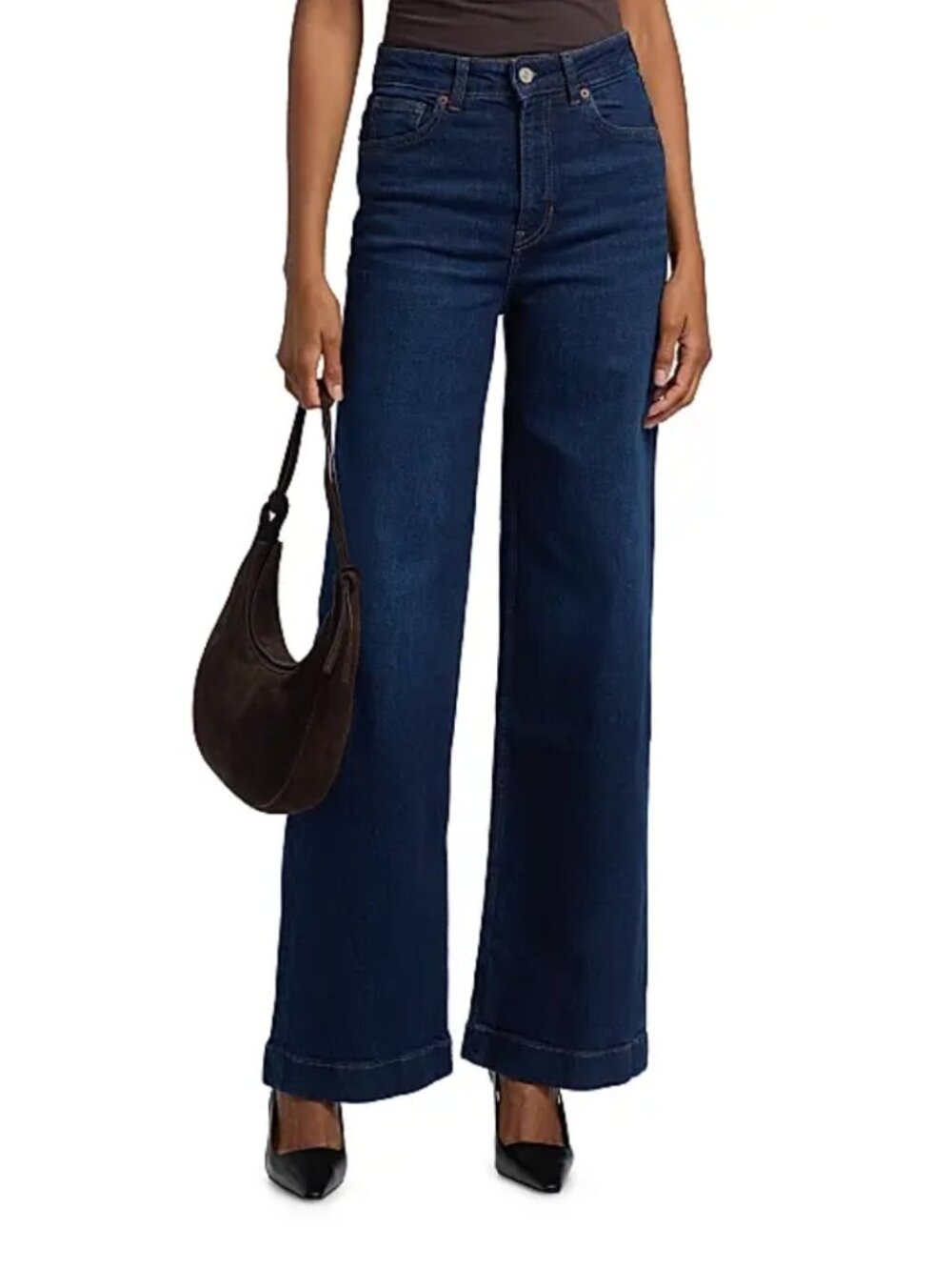 Reformation Bex Super Stretch High Rise Wide Leg Jeans Dark Wash Blue Size 30